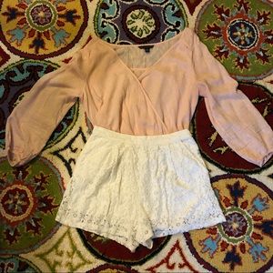Hollister White Lace High Waisted Shorts